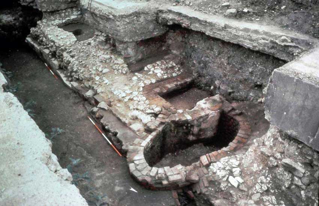 Platform wharf -  The east wall of the moated building at Rotherhithe