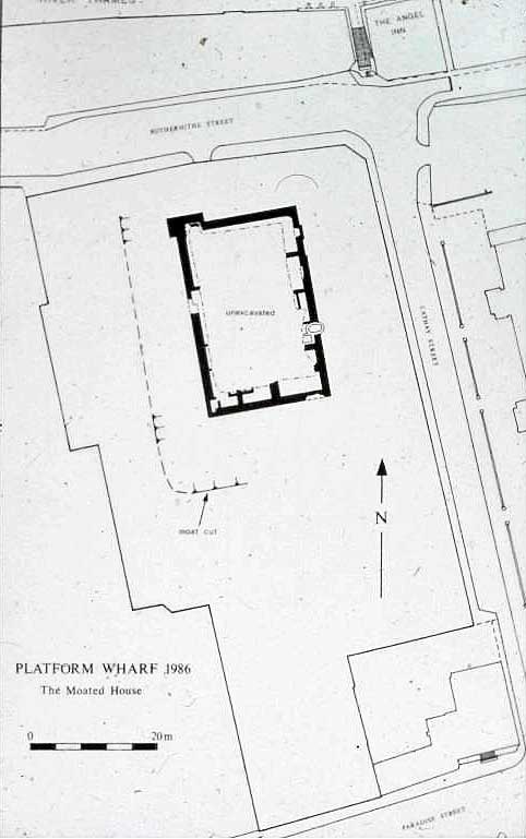 Platform wharf - Rather a poor photo of a draft plan of the 1986 fieldwork phase.