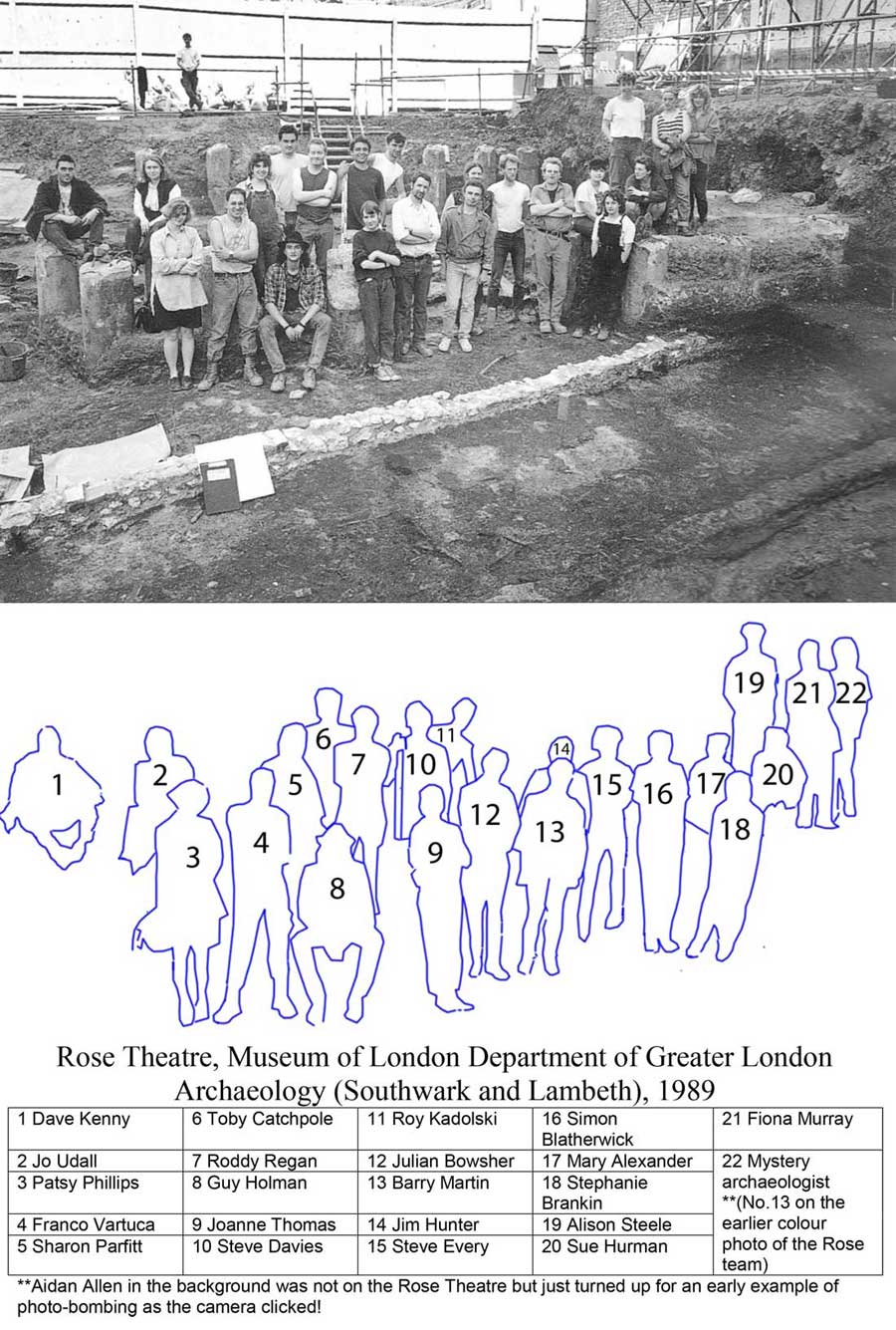 Rose Theatre Group photograph with names in black and white