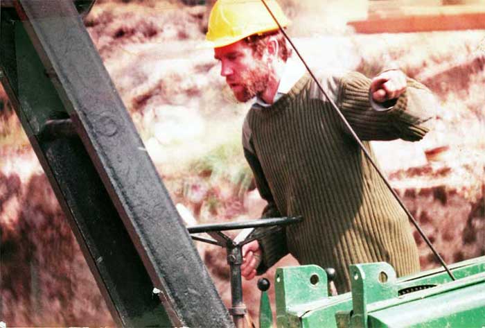 Steve driving crane