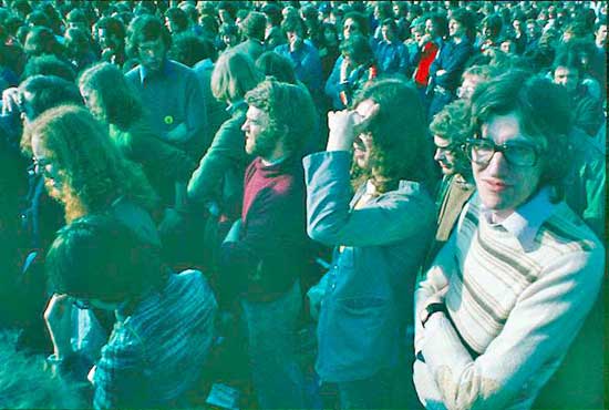 Rock against Racism concert at Victoria Park in April 1978 with Steve Roskams (centre) (Photo: Derek Gadd & Steve Roskams)